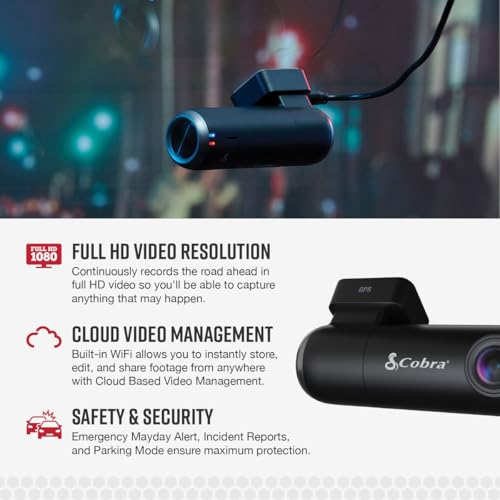 Cobra Smart Dash Cam (SC 100) - Resolución Full HD 1080P, Wi
