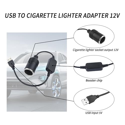 Adaptador USB a encendedor de cigarrillos de 1.2 pies, enchu