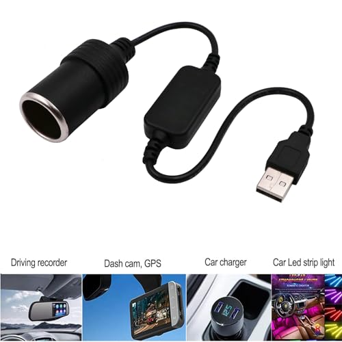 USB A macho a 12 V encendedor de cigarrillos de coche hembra