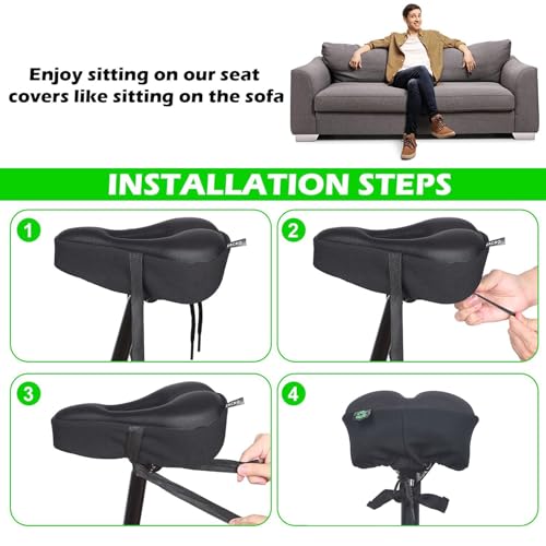 Zacro Cojín de asiento de bicicleta, funda acolchada de gel