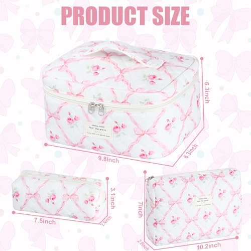 Juego de bolsas de maquillaje acolchadas, 3 bolsas grandes d