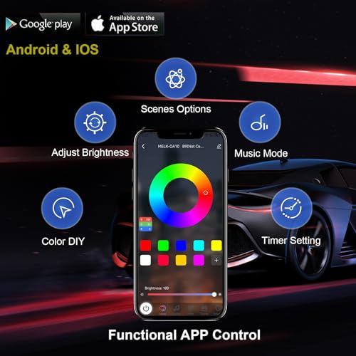 Underglow - Luces de coche, 4 luces LED inteligentes RGB-IC