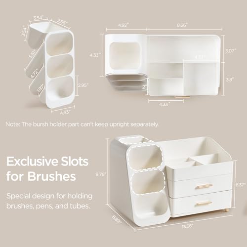 HBlife Organizador de maquillaje con soporte para brochas pa