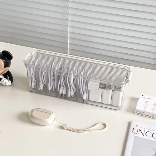 Yesesion Caja organizadora de cables de plástico con 7 compa