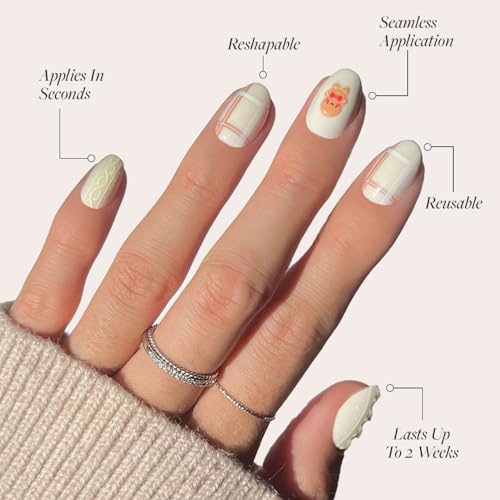 Glamnetic Uñas postizas a presión, tejido de pan de jengibre