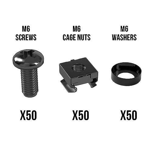 Paquete de 50 tuercas y tornillos enjaulados M6 negros para
