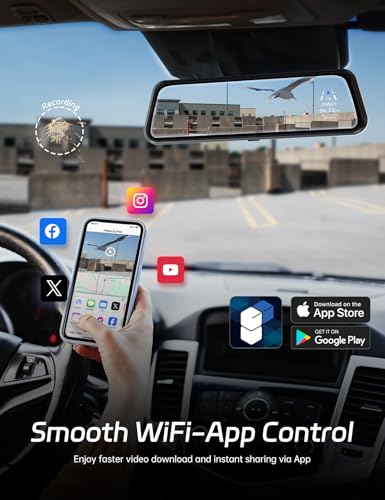 pelsee P10 Plus 4K WiFi espejo Dash Cam, cámara de espejo re