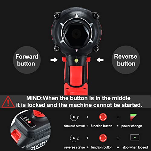 AOBEN - Llave de impacto inalámbrica de 21 V, potente motor
