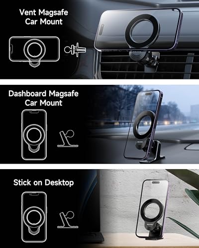 Magsafe - Soporte magnético para automóvil, con 2 anillos de