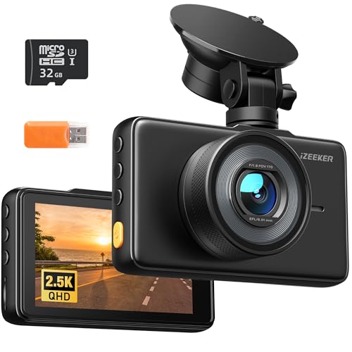 iZEEKER Cámara de tablero de 2.5 K, cámara de coche QHD de 1