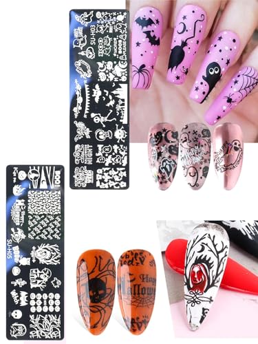 EBANKU Plantillas para estampado de uñas de Halloween, 8 uni