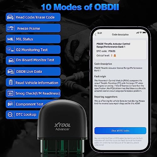 XTOOL Advancer AD20 OBD2 - Escáner de verificación de luz de
