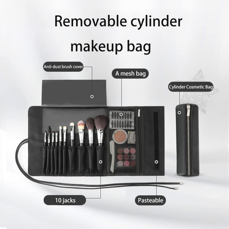 REQO Organizador de brochas de maquillaje con tapa, estuche