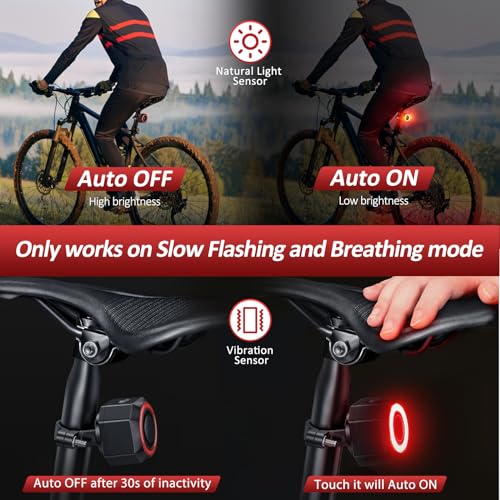 Luz trasera inteligente para bicicleta con alarma antirrobo,