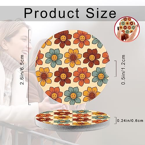 Posavasos vintage de flores hippie para automóvil, portavaso