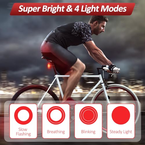 Luz trasera inteligente para bicicleta con alarma antirrobo,