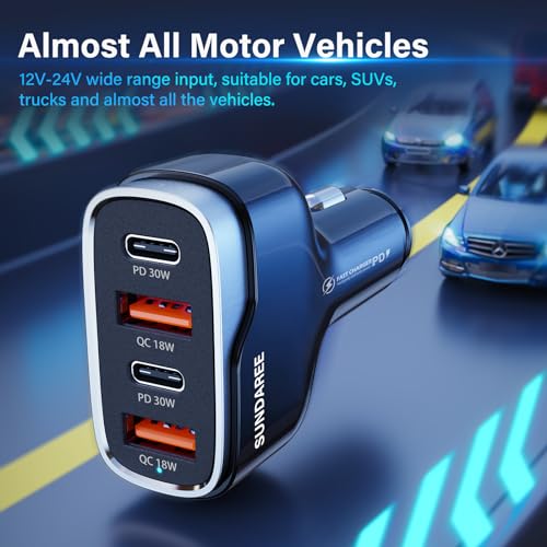 SUNDAREE Cargador de coche súper rápido, cargador de coche U