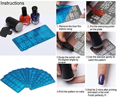WOKOTO Juego de 5 placas de estampado de uñas para arte de u