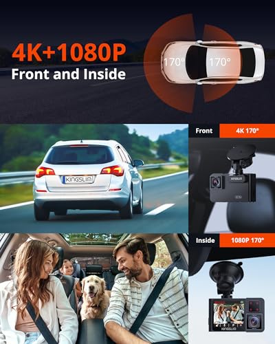 Kingslim D1 Pro Dual Dash Cam 4K Grabar Interior - Cámara de