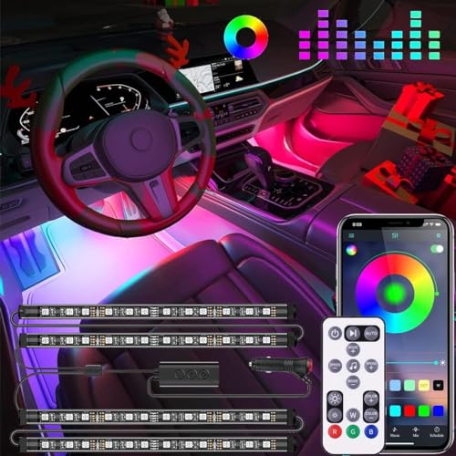 Luces interiores RGB para automóvil, diseño 2 en 1, 4 piezas