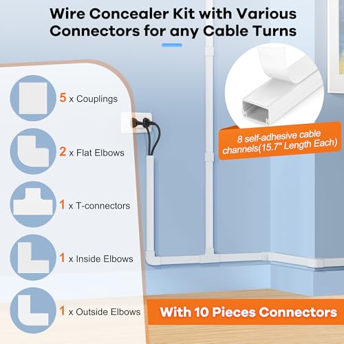 ZhiYo - Kit de ocultador de cable de 126 pulgadas, cubiertas