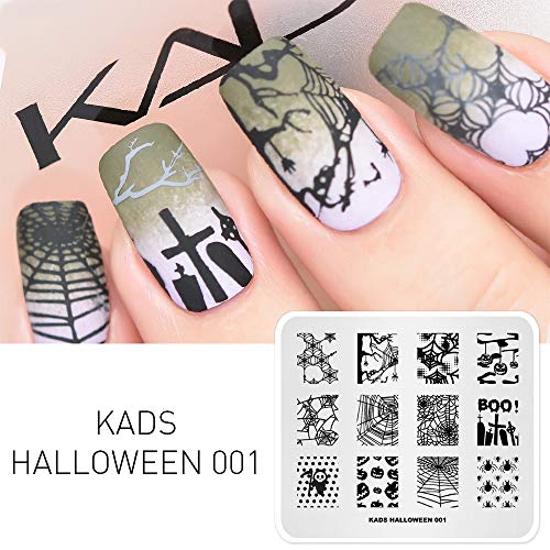 Placas de estampado de uñas Tema de Halloween Calabaza Araña