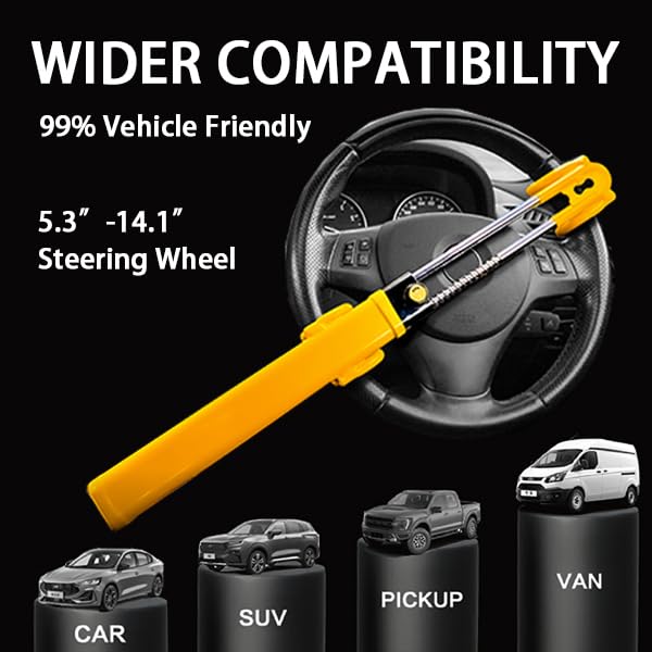 Cerradura de volante para automóvil, longitud ajustable, uni