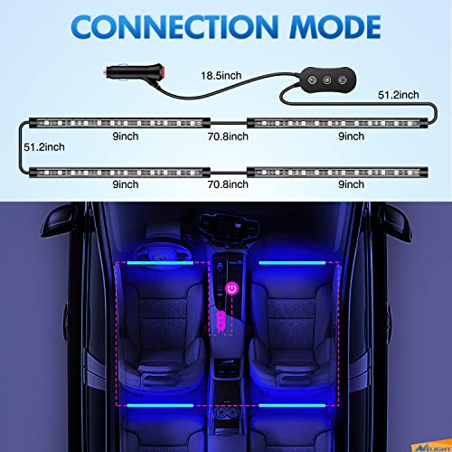 Nilight Luz LED RGB para interior de automóvil con control d
