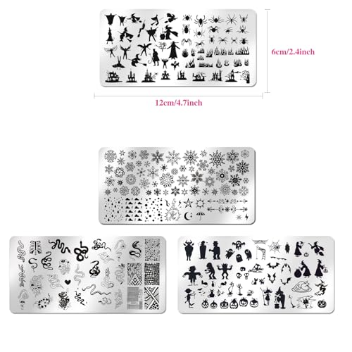 WOKOTO Juego de 6 placas de sello de arte de uñas Holloween