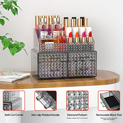 Paquete de 2 organizadores de maquillaje apilables con cajon