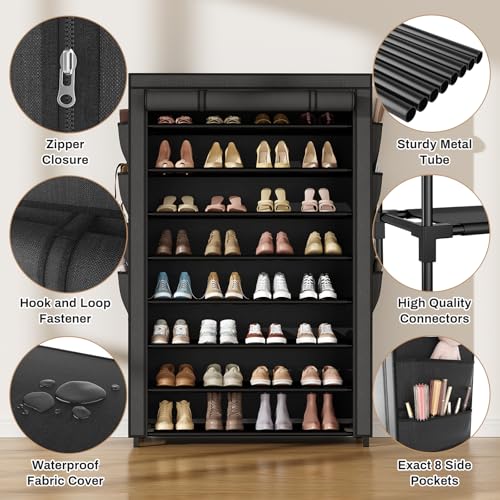 Zapatero con tapa, organizador de zapatos de 8 niveles de al
