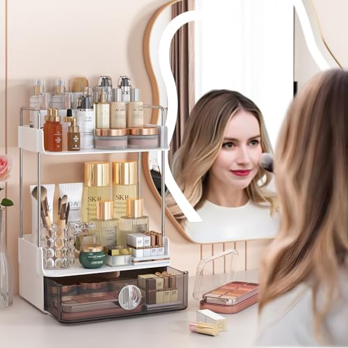 Organizador de mostrador de baño de 2 niveles y 1 cajón, org