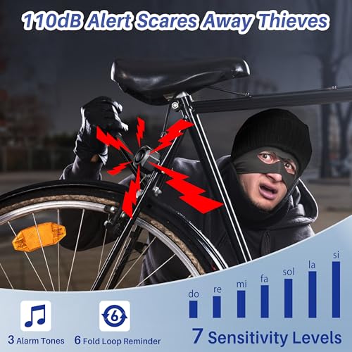 Cruxer Alarma de bicicleta recargable por USB con soporte, a