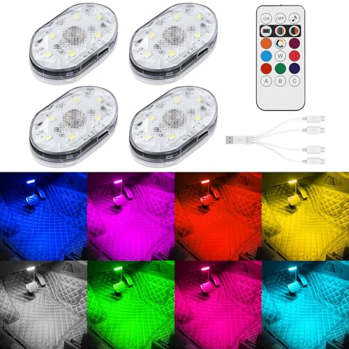 4 luces LED inalámbricas para coche con control remoto, 8 co