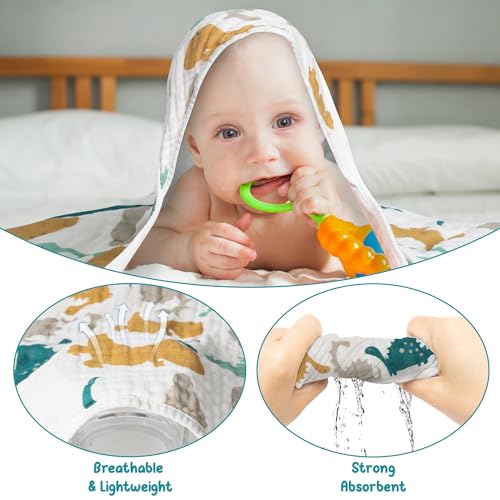 Zainpe Juego de 2 toallas de muselina con capucha para bebé, diseño de