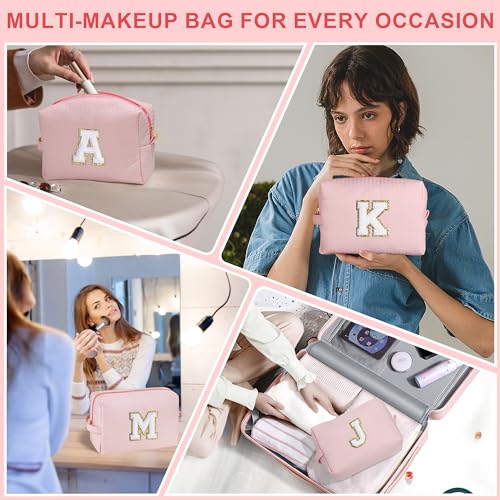 YOOLIFE Bolsa de maquillaje de viaje con inicial, regalos de