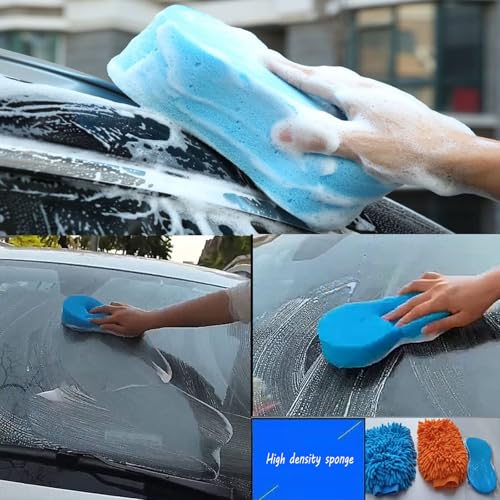 3PCS Car Wash Kit with 2 Premium Chenille & Plush Wash Mitts