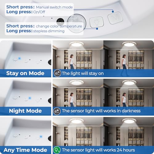 Yurnero Paquete de 2 luces recargables con sensor de movimie