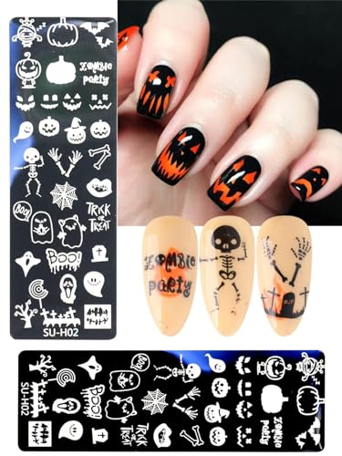 EBANKU Plantillas para estampado de uñas de Halloween, 8 uni
