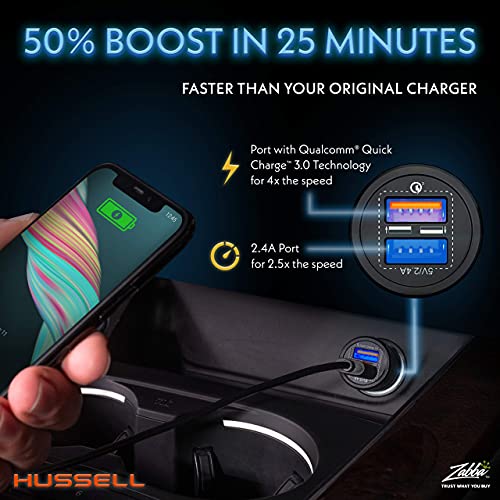 Hussell Adaptador de cargador de coche - USB 3.0 portátil co