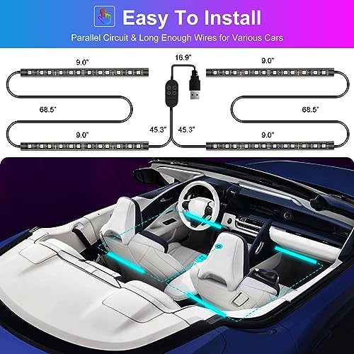 Luces LED para coche, control de aplicación con luces interi