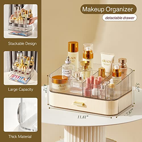 Organizador de maquillaje con cajón apilable, vitrina de alm