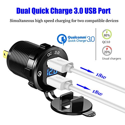 YONHAN Enchufe de carga rápida 3.0 dual USB, toma de corrien