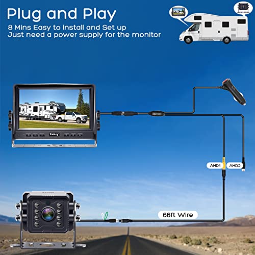 Cámara de respaldo para autocaravana HD 1080P 7 pulgadas, ki