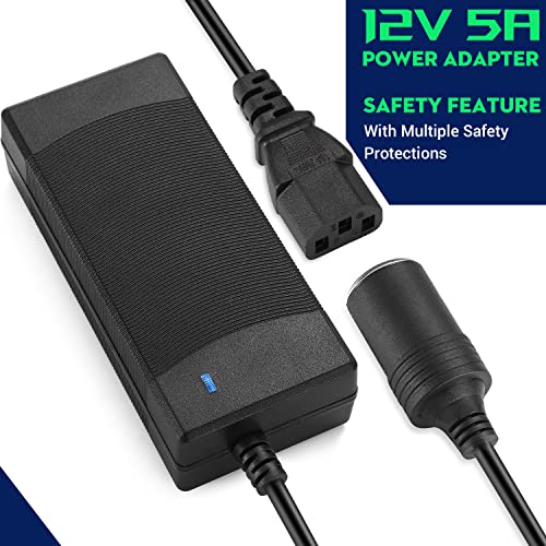 Facmogu Convertidor de automóvil de 60 W, 12 V, 5 A, CA 100-