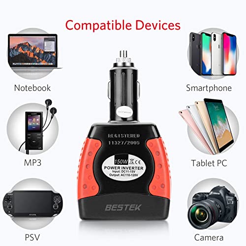 BESTEK Inversor de corriente de 150 W, convertidor de voltaj