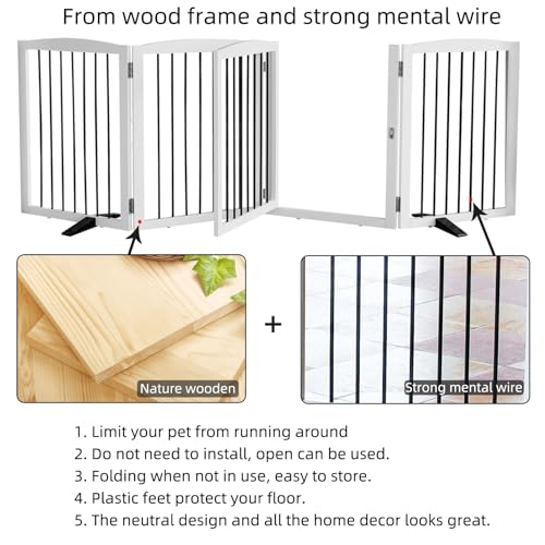 ZJSF Puerta plegable para perros con puerta de entrada, puer