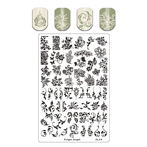 4PCS Nail Art Stamp Placas con XL11-14 Estampación de Placas
