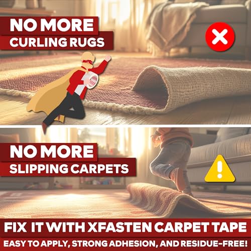 XFasten - Cinta adhesiva de doble cara para alfombras, para