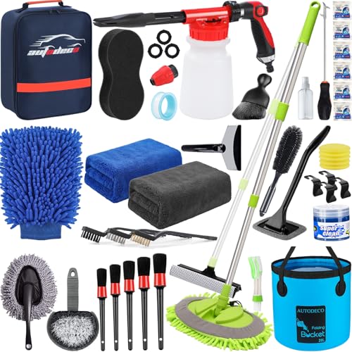 AUTODECO Kit de limpieza de 42 piezas de lavado de autos, ki